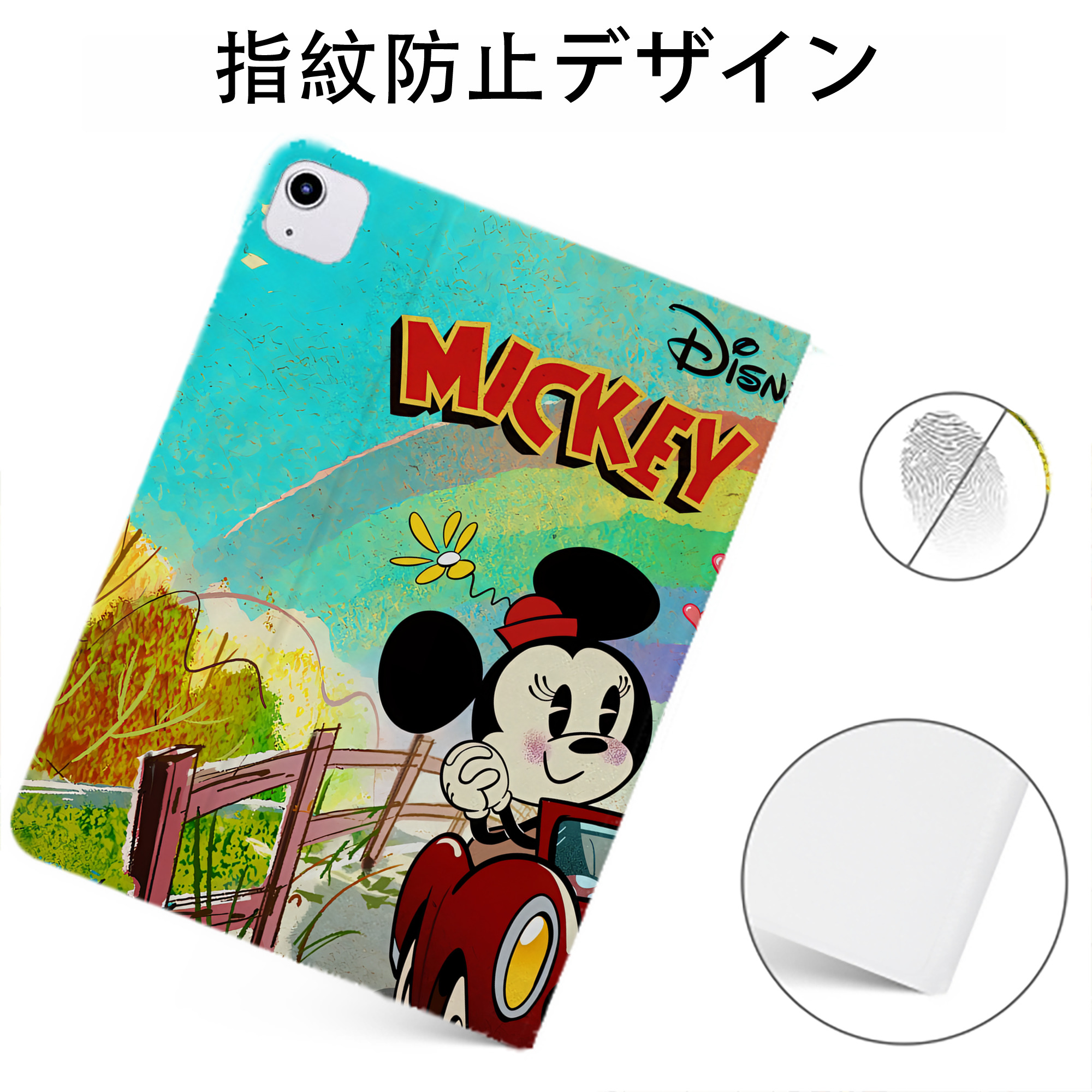 （画像用） ミッキーマウス Mickey Mouse IPadケース ペンホルダー付き ブックスタイルデザイン